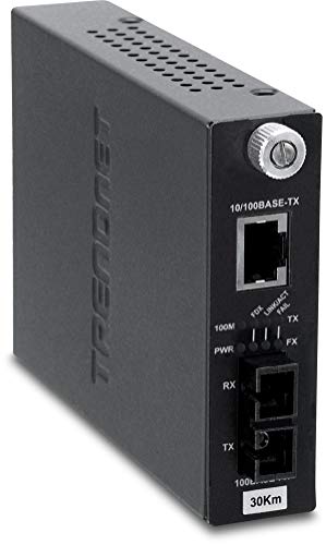 Product Cover TRENDnet Intelligent 1000Base-T to 1000Base-LX/SX Single Mode SC Fiber Media Converter (20KM, 12.4Miles), Fiber to Ethernet Converter, SC Type Fiber Port, RJ-45,Lifetime Protection, TFC-1000S20
