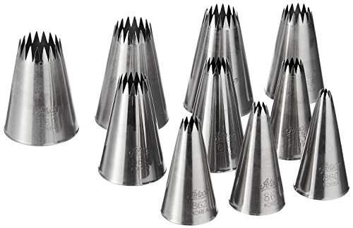 Product Cover Ateco 870 - 10 Piece French Star Tube Set, Stainless Steel Pastry Tips, Sizes 0 - 9