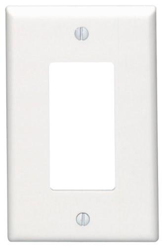 Product Cover Leviton 80601-W 1-Gang Decora/GFCI Device Wallplate, Midway Size, Thermoset, Device Mount, White