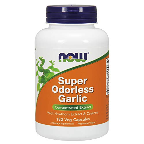 Product Cover Now Supplements, Super Odorless Garlic with Hawthorn Extract and Cayenne, 180 Veg Capsules