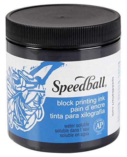 Product Cover Speedball 3800 Water-Soluble Block Printing Ink - Bold Color With Satin Finish AP Certified Non-Toxic - 8 FL OZ, Black