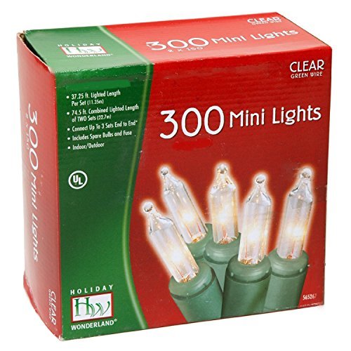 Product Cover Noma/Inliten 48150-88 Holiday Wonderland Clear Green Wire Christmas Mini Light Set, 300 Count