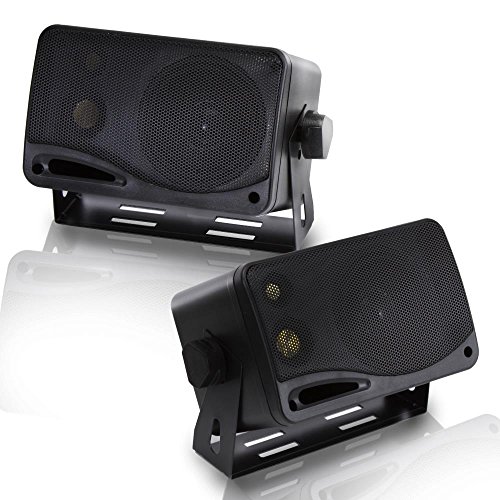 Product Cover 3-Way Indoor Outdoor Speaker System - 3.5 Inch 200W Pair of Mini Box Ceiling Wall Mount Speakers w/ 1