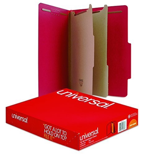 Product Cover Universal - Pressboard Classification Folders, Letter, 6-Section, Ruby Red, 10/bx