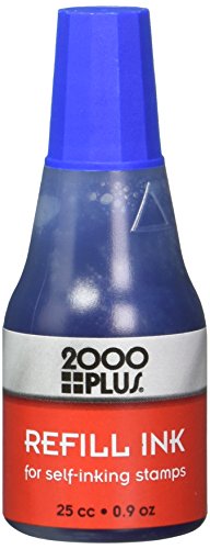 Product Cover 2000Plus Refill Ink for Self-Inking Stamps, 25cc (0.9 oz) Squeeze Bottle, Blue - COS032961