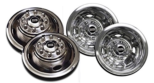 Product Cover Pacific Dualies 49-1608 Polished 16 Inch 8 Lug Stainless Steel Wheel Simulator Kit for 1974-2000 Chevy GMC 3500; 1974-1998 Ford F350; 2008-2019 E350/E450 Van; 1974-1999 Dodge Ram 3500