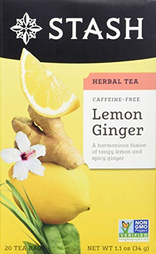 Product Cover Stash Tea Lemon Ginger Herbal Tea 20 Count Box of Tea Bags Individually Wrapped in Foil (Pack of 6), Premium Herbal Tisane, Citrus-y Warming Herbal Tea, Enjoy Hot or Iced