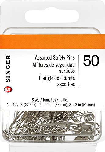Product Cover SINGER 00226 Assorted Safety Pins, Multisize, Nickel Plated, 50-Count