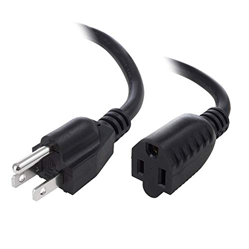 Product Cover 1ft (0.3M) 18AWG (Power Extension Cord) Power Extension Cable 1 Feet (0.3 Meters) 3 Conductor (NEMA 5-15P to NEMA 5-15R) 10 Amp Power Cable CNE01914 (5 Pack)