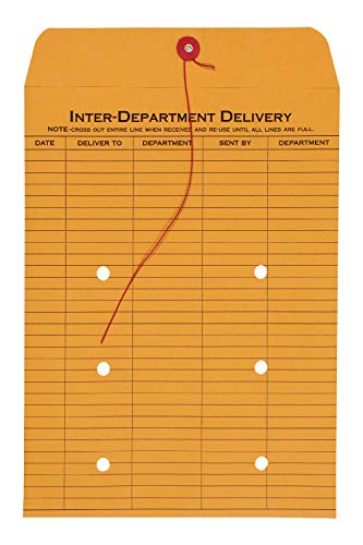Product Cover Quality Park 1-Side Print Inter-Department Envelopes, String-Tie, Brown Kraft, 9 x 12, 100 per Carton, (63462)