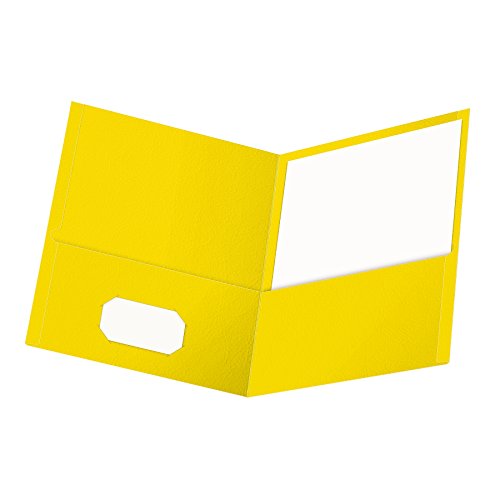 Product Cover Oxford Twin-Pocket Folders, Textured Paper, Letter Size, Yellow, Holds 100 Sheets, Box of 25 (57509EE)