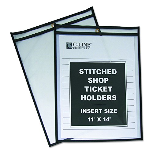 Product Cover C-Line Stitched Shop Ticket Holders, Both Sides Clear, 11 x 14 Inches, 25 per Box (46114)