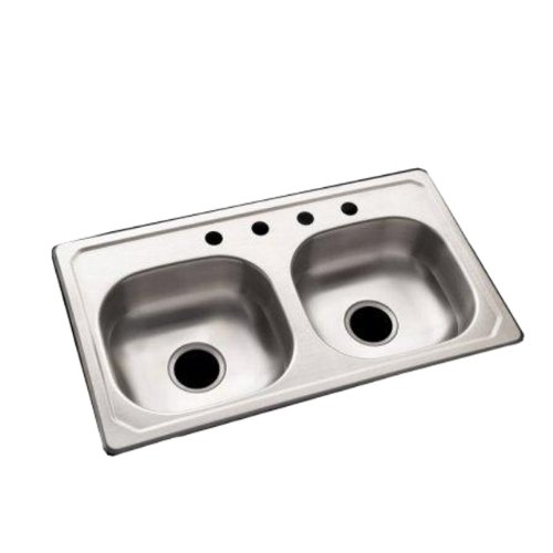 Product Cover STERLING 14619-4-NA Specialty Sink 19-inch by 33-inch Top-mount Double Equal Bowl Kitchen Sink, Stainless Steel