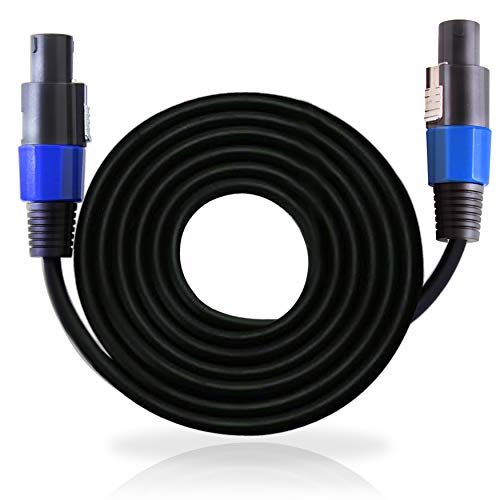 Product Cover Speakon to Speakon Audio Cord -  15 ft 12 Gauge Male Speakon Connector to Male Speakon Connection, Black Heavy Duty Professional Speaker Cable Wire - Delivers Sound - Pyle Pro PPSS15