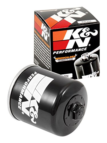 Product Cover K&N Motorcycle Oil Filter: High Performance Black Oil Filter with 17mm nut designed to be used with synthetic or conventional oils fits Honda, Kawasaki, Triumph, Yamaha Motorcycles KN-204