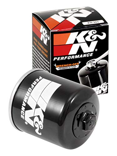 Product Cover K&N Motorcycle Oil Filter: High Performance Black Oil Filter with 17mm nut designed to be used with synthetic or conventional oils fits Honda, Kawasaki, Polaris, Yamaha Motorcycles KN-303