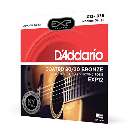 Product Cover D'Addario EXP12 with NY Steel 80/20 Bronze Acoustic Guitar Strings, Coated Medium, 13-56