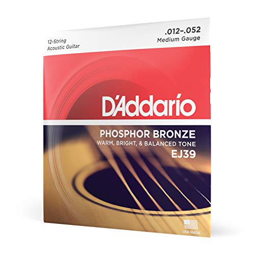 Product Cover D'Addario EJ39 12-String Phosphor Bronze Acoustic Guitar Strings, Medium, 12-52