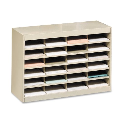 Product Cover Safco Products E-Z Stor Literature Organizer, 24 Compartment, 9211TSR, Tropic Sand Powder Coat Finish, Commercial-Grade Steel Construction, Eco-Friendly