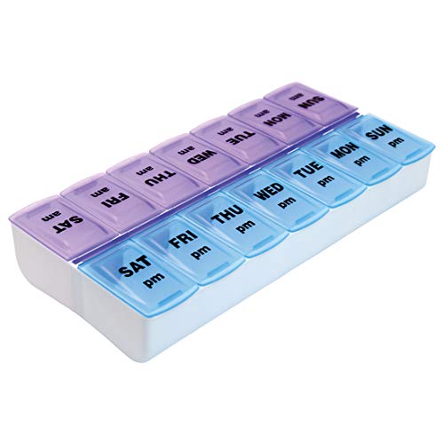 Product Cover Apex Twice-A-Day Weekly Pill Organizer, Weekly Pill Organizer, 2 Times a Day Color-Coded, Easy-Open, See-Through Lids, Organize Medication or Vitamins by AM, PM or Morning and Bedtime