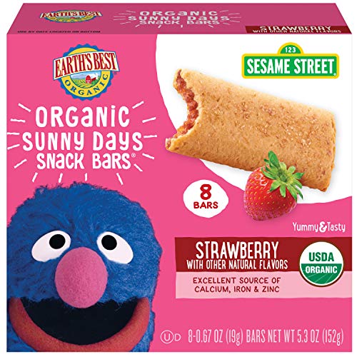 Product Cover Earth's Best Organic Sesame Street Sunny Day Toddler Snack Bars with Cereal Crust, Strawberries, 8 Count Box (Pack of 6)