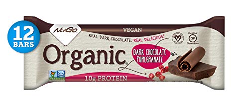 Product Cover NuGo Organic Chocolate Pomegranate, 10g Vegan Protein, Gluten Free, 190 Calorie, 12Count