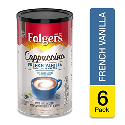 Product Cover Folgers Cappuccino French Vanilla Beverage Mix, 16 Ounce, 6 Count, Packaging May Vary