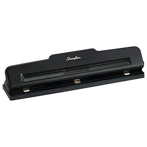 Product Cover Swingline 2-3 Hole Punch, Semi-Adjustable, Light Duty Hole Puncher, 10 Sheet Punch Capacity, Black (74015)