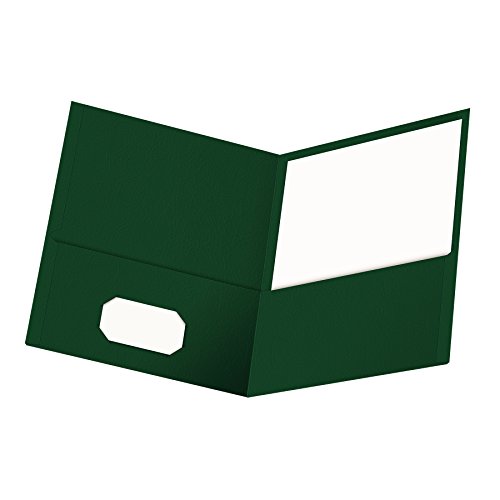 Product Cover Oxford Twin-Pocket Folders, Textured Paper, Letter Size, Hunter Green, Holds 100 Sheets, Box of 25 (57556EE)