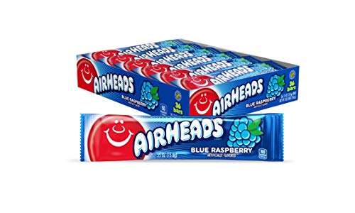 Product Cover Airheads Candy, Individually Wrapped Full Size Bars for Halloween, Blue Raspberry, Bulk Taffy, Non Melting, Party, 0.55 Ounce (Pack of 36)