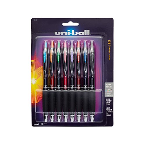 Product Cover uni-ball 207 Retractable Gel Pens, Medium Point (0.7mm), Assorted Colors, 8 Count