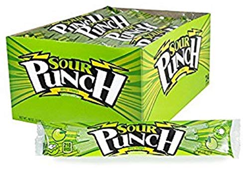 Product Cover Sour Punch Straws, Sweet & Sour Apple Fruit Flavor, Soft Chewy Candy, 2oz Tray (24 Pack)