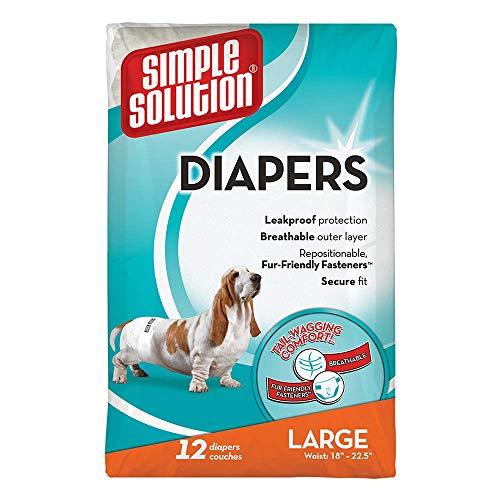 Product Cover Simple Solution Disposable Dog Diapers for Female Dogs | Super Absorbent Leak-Proof Fit | Large | 12 Count