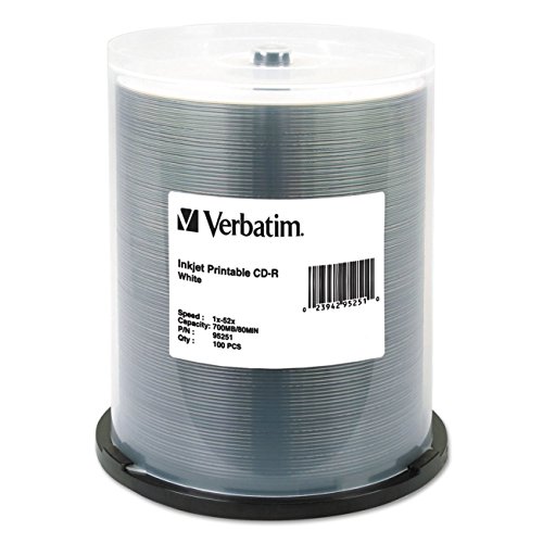 Product Cover Verbatim CD-R 700MB 52X White Inkjet Printable Recordable Media Disc - 100pk Spindle