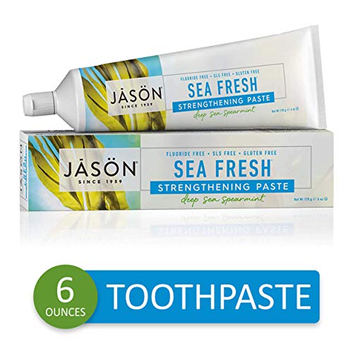 Product Cover JASON Sea Fresh Strengthening Fluoride-Free Toothpaste, Deep Sea Spearmint, 6 Ounce Tube