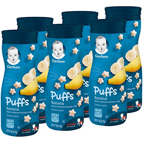 Product Cover Gerber Puffs Cereal Snack, Banana, 1.48 Ounce, 6 Count ( Pack May Vary )
