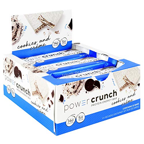 Product Cover Power Crunch High Protein Energy Snack, Cookies & Creme, 1.4-Ounce Bars (Pack of 12)