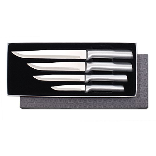 Product Cover Rada Cutlery Wedding Register Knife Gift Set - 4 Stainless Steel Culinary Knives With Silver Aluminum Handle Made in the USA