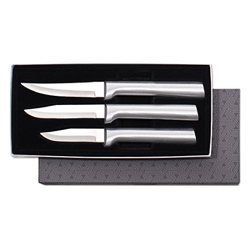 Product Cover Rada Cutlery Paring Knife Set - 3 Knives with Stainless Steel Blades And Brushed Aluminum Handles Made in the USA