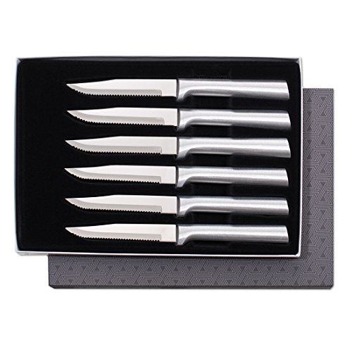 Product Cover Rada Cutlery Serrated Steak Knife Set - Stainless Steel Knives With Aluminum Handles, Set of 6