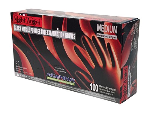 Product Cover Adenna Night Angel 4 mil Nitrile Powder Free Exam Gloves (Black, Medium) Box of 100