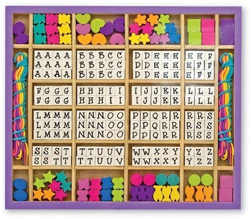 Product Cover Melissa & Doug Deluxe Created By Me! Wooden Alphabet Beads Set - The Original (Jewelry-Making Kit, Over 200 Beads, 8 Cords, Great Gift for Girls and Boys - Best for 4, 5, 6, 7 and 8 Year Olds)