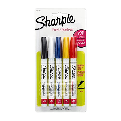 Product Cover Sharpie 37371PP Oil-Based Paint Markers, Fine Point, Assorted Colors, 1 Blister Pack with 5 Markers, Total of 5 Markers