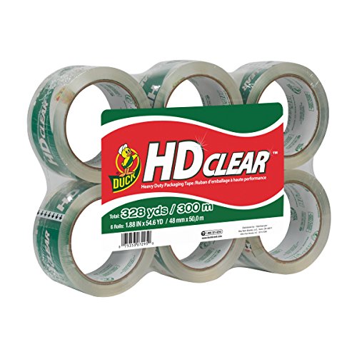 Product Cover Duck HD Clear Heavy Duty Packing Tape Refill, 6 Rolls, 1.88 Inch x 54.6 Yard, (441962)