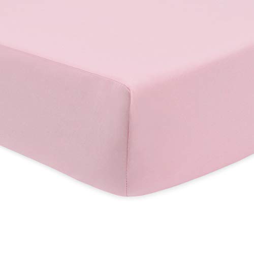Product Cover American Baby Company 100% Natural Cotton Percale Fitted Crib Sheet for Standard Crib and Toddler Mattresses, Pink, Soft Breathable, for Girls