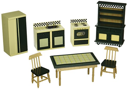 Product Cover Melissa & Doug Doll-House Kitchen Furniture (Set of 7), Buttery Yellow/Deep Green