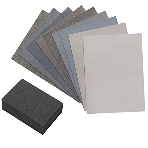 Product Cover Micro Mesh 9 Sanding Sheet Introductory Woodworkers Kit with a 2 inch by 3 inch Foam Sanding Block