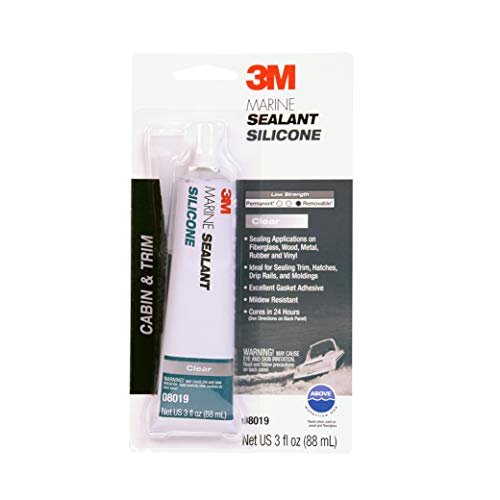 Product Cover 3M Marine Grade Silicone Sealant (08019) - For Boats and RVs - Clear - 3 Ounces
