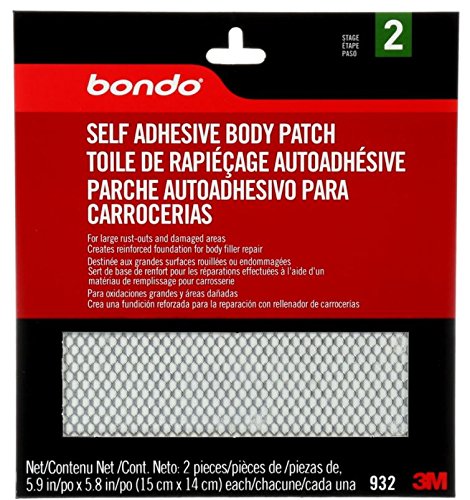Product Cover Bondo Self Adhesive Body Patch, Stage 2, For Large Rust-Outs and Damanaged Areas, 2 Patches