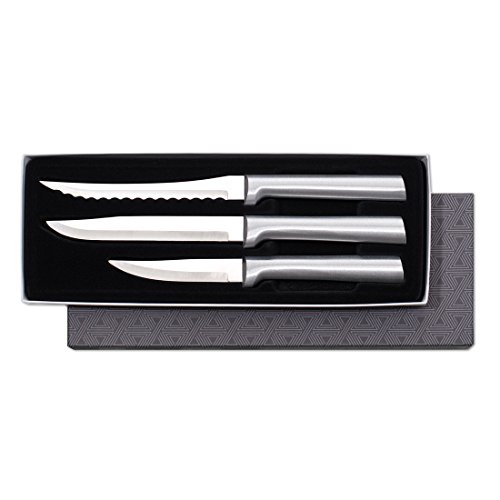Product Cover Rada Cutlery Cooking Essentials Knife Starter Gift Set - 3 Piece Stainless Steel Set With Brushed Aluminum Handles, Made in the USA